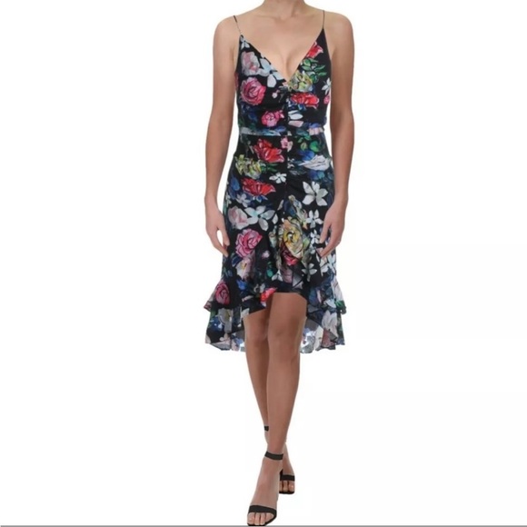 Aidan by Aidan Maddox Floral Ruffle Midi Cocktail Dress - Picture 4 of 6